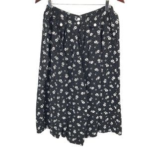 Vintage 90s 80s Culottes Gaucho pants shorts Split Skirt Black White Floral L XL